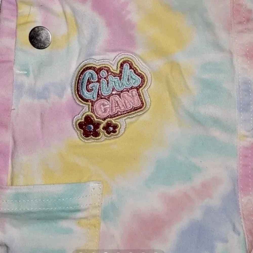 365 Kids Pastel Tie Dye Denim Shortalls size 6 Garanimals